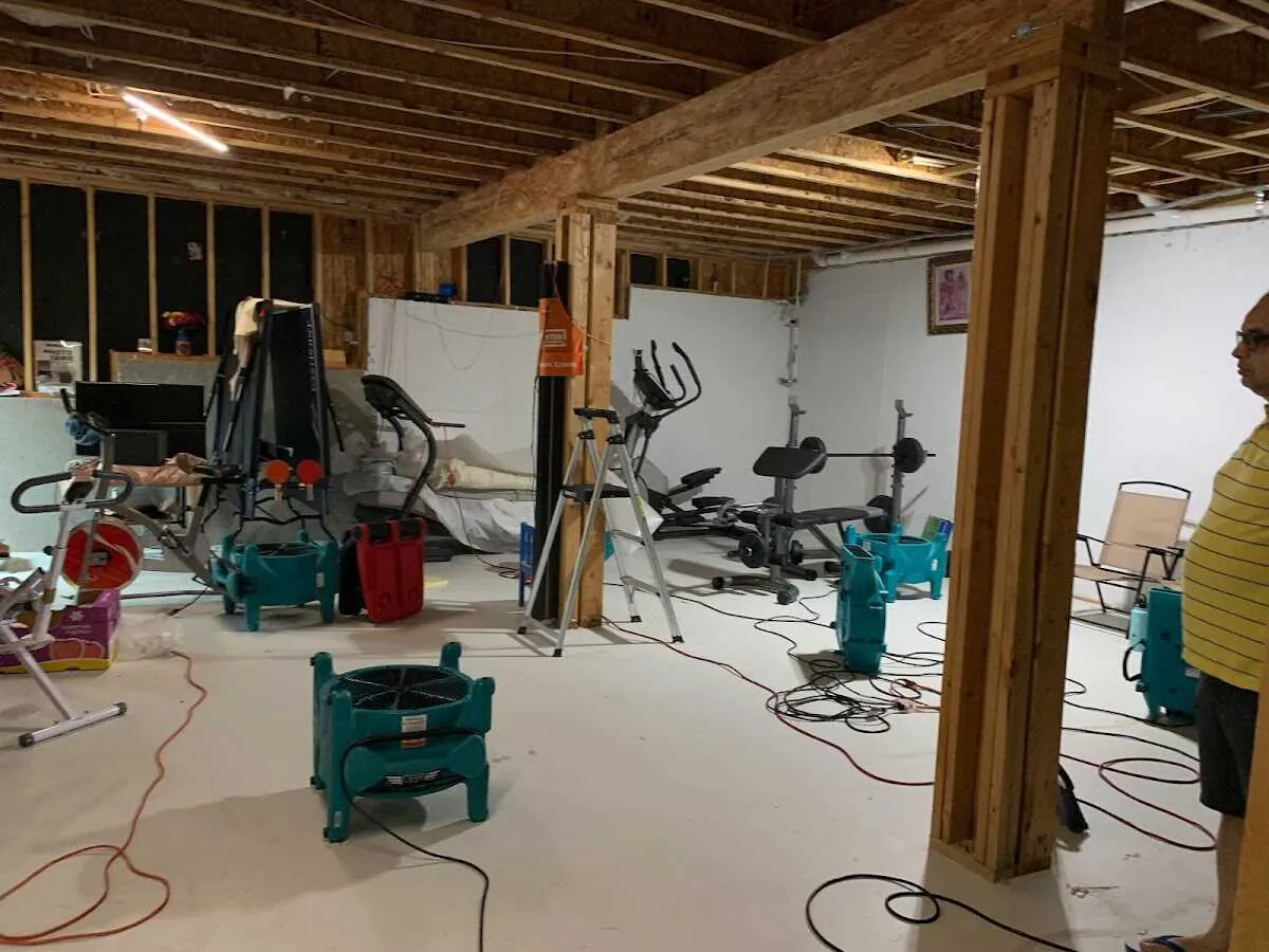 Basement drying equipment setup for Structural Drying in Whitestown